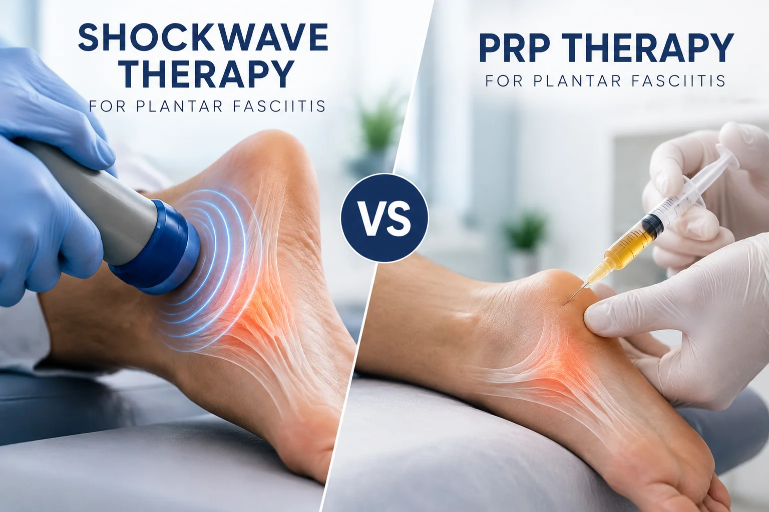 Shockwave therapy vs. PRP injections for plantar fasciitis treatment